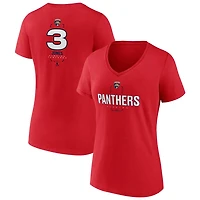 Women's Red Florida Panthers Personalized Name & Number Midfielder V-Neck T-Shirt