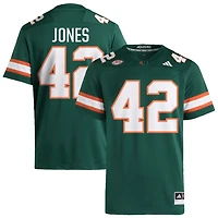 Artavius Jones Men's adidas  Green Miami Hurricanes NIL Pick-A-Player Alternate Premier Football Jersey