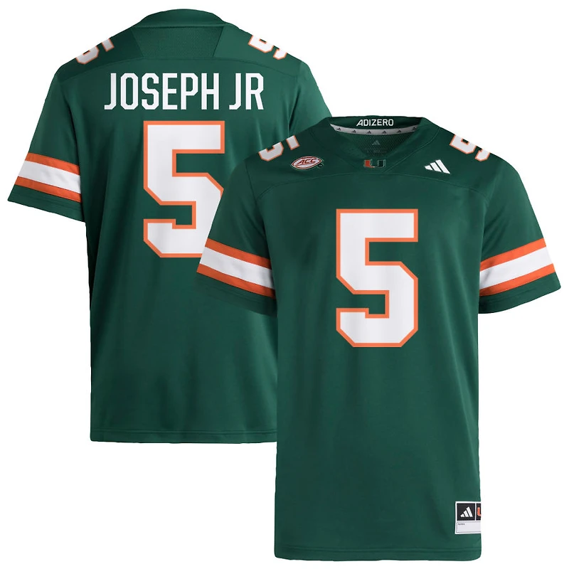 Ray Ray Joseph Jr Men's adidas  Green Miami Hurricanes NIL Pick-A-Player Alternate Premier Football Jersey