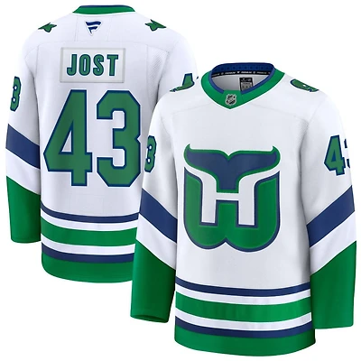 Tyson Jost Men's Fanatics White Carolina Hurricanes Throwback Premium Custom Jersey
