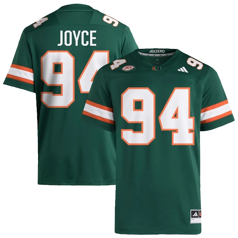 Dylan Joyce Men's adidas  Green Miami Hurricanes NIL Pick-A-Player Alternate Premier Football Jersey