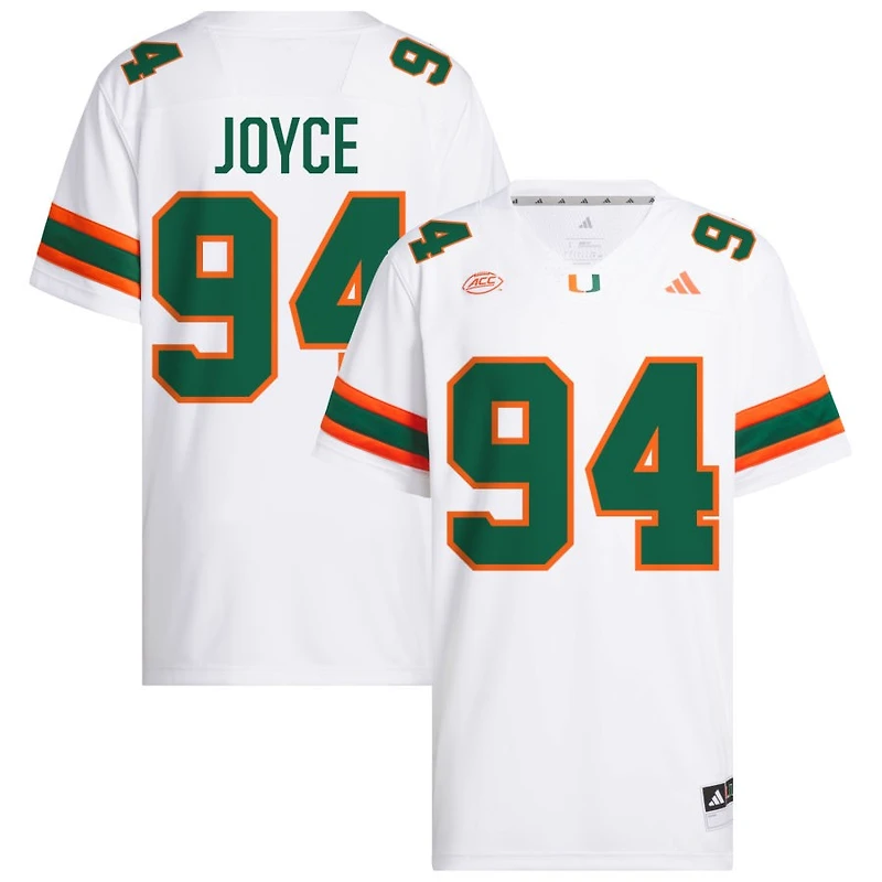 Dylan Joyce Men's adidas White Miami Hurricanes NIL Pick-A-Player White Premier Football Jersey