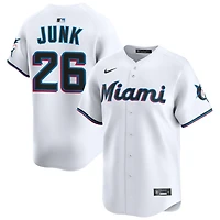 Janson Junk Youth Nike  White Miami Marlins Home Custom Limited Jersey