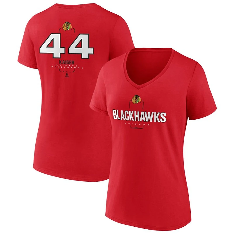 Women's Red Chicago Blackhawks Personalized Name & Number Midfielder V-Neck T-Shirt