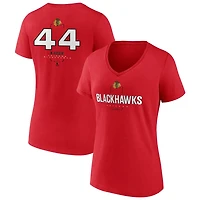 Women's Red Chicago Blackhawks Personalized Name & Number Midfielder V-Neck T-Shirt