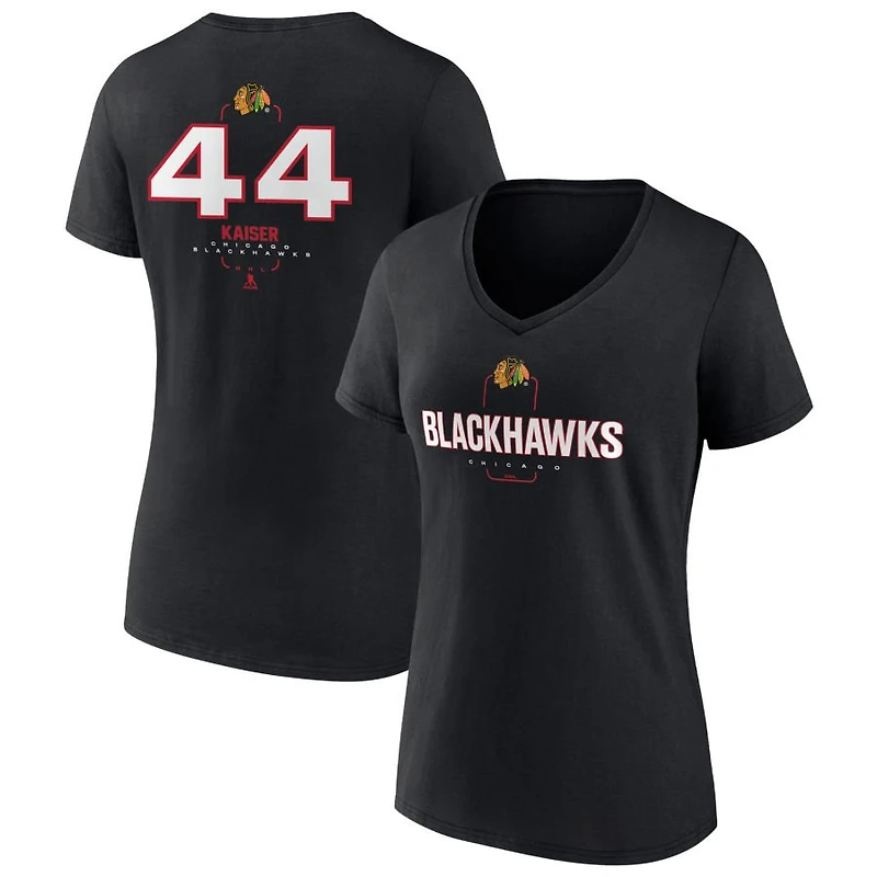 Women's Black Chicago Blackhawks Personalized Name & Number Midfielder V-Neck T-Shirt