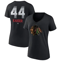 Women's Black Chicago Blackhawks Personalized Midnight Mascot Logo V-Neck T-Shirt