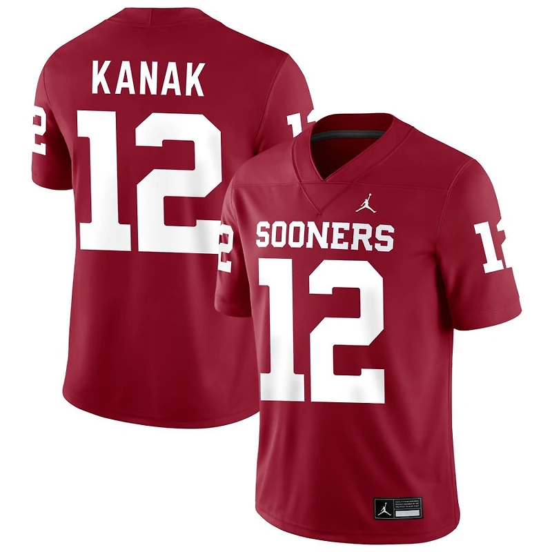 Jaren Kanak Men's Jordan Brand Crimson Oklahoma Sooners NIL Pick-A-Player Football Replica Jersey
