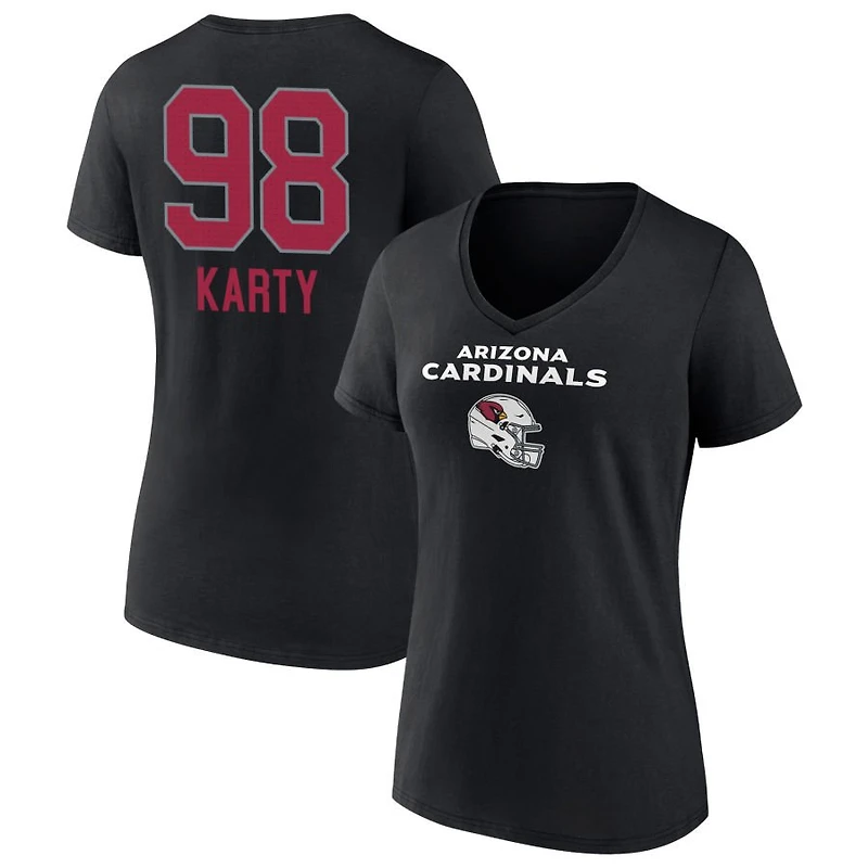 Women's Black Arizona Cardinals Personalized Name & Number Team Wordmark V-Neck T-Shirt