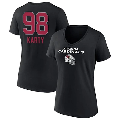 Women's Black Arizona Cardinals Personalized Name & Number Team Wordmark V-Neck T-Shirt