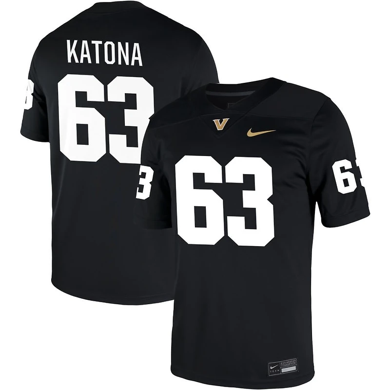 Jacob Katona Men's Nike Black Vanderbilt Commodores NIL Pick-A-Player Game Jersey