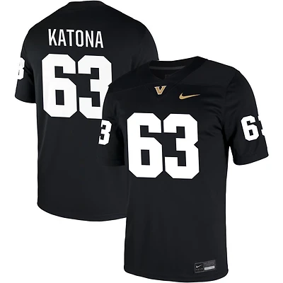 Jacob Katona Men's Nike Black Vanderbilt Commodores NIL Pick-A-Player Game Jersey
