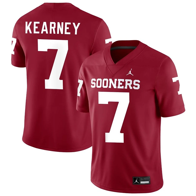 Zion Kearney Men's Jordan Brand Crimson Oklahoma Sooners NIL Pick-A-Player Football Replica Jersey