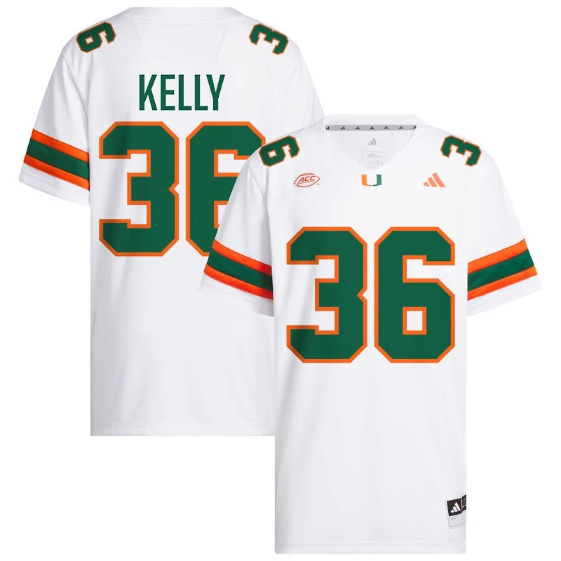 Nick Kelly Men's adidas  White Miami Hurricanes NIL Pick-A-Player White Premier Football Jersey