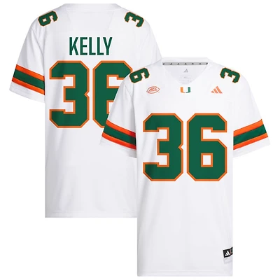 Nick Kelly Men's adidas  White Miami Hurricanes NIL Pick-A-Player White Premier Football Jersey