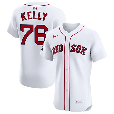Zack Kelly Men's Nike White Boston Red Sox Home Elite Sponsor Patch Custom Jersey