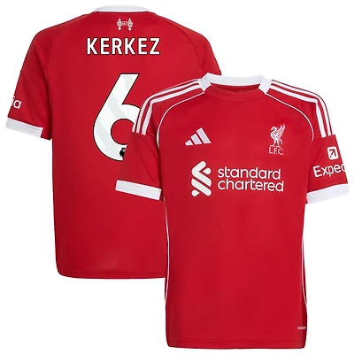 Milos Kerkez Youth adidas  Red Liverpool 2025/26 Home Custom Replica Jersey