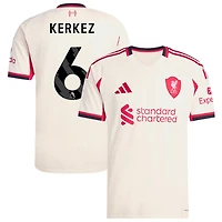 Milos Kerkez Men's adidas  White Liverpool 2025/26 Away Replica Custom Jersey