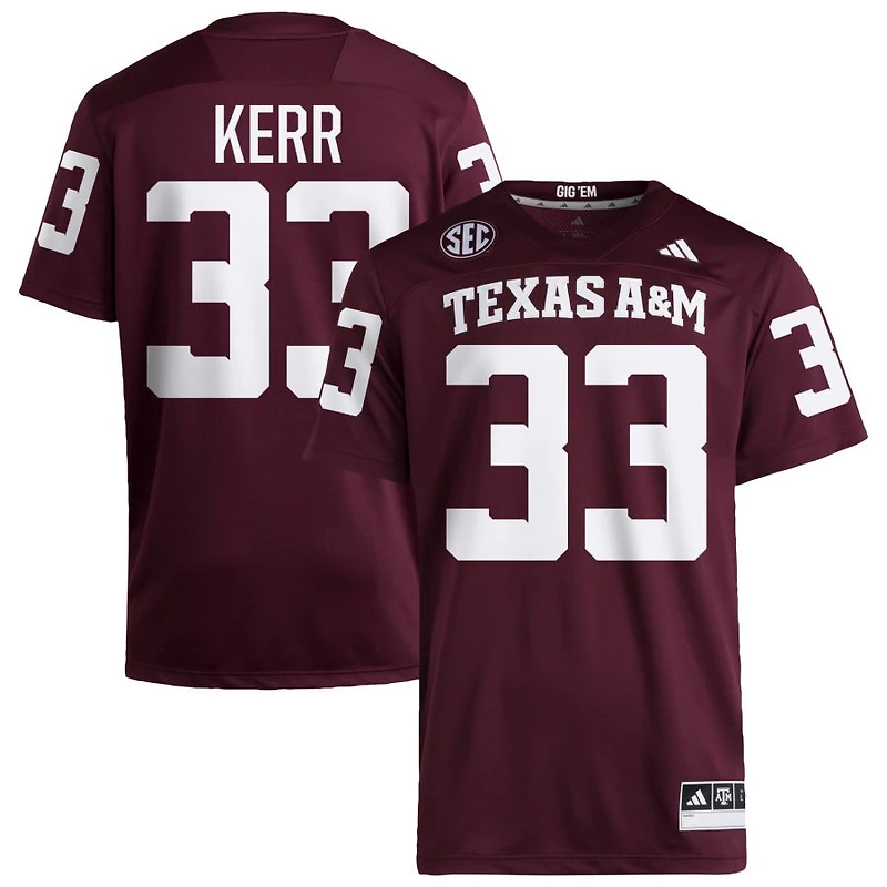 Jarred Kerr Men's adidas Maroon Texas A&M Aggies NIL Pick-A-Player Home Premier Football Jersey