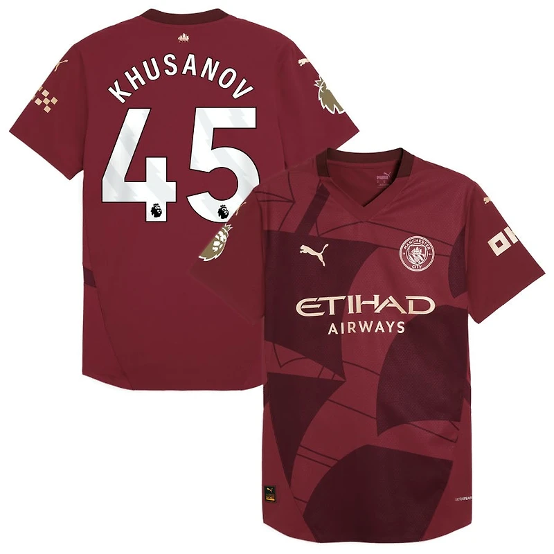 Abdukodir Khusanov Men's Puma  Burgundy Manchester City 2024/25 Third Authentic Custom Jersey
