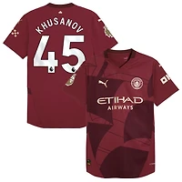 Abdukodir Khusanov Men's Puma  Burgundy Manchester City 2024/25 Third Authentic Custom Jersey