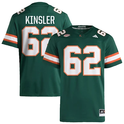Tommy Kinsler Men's adidas  Green Miami Hurricanes NIL Pick-A-Player Alternate Premier Football Jersey