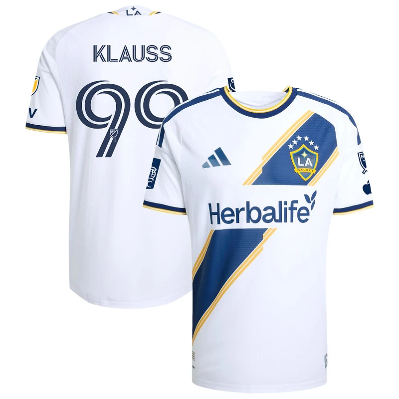 Joao Klauss Men's adidas White LA Galaxy 2026 The VeloCITY Kit On-Field Authentic Patch Custom Jersey