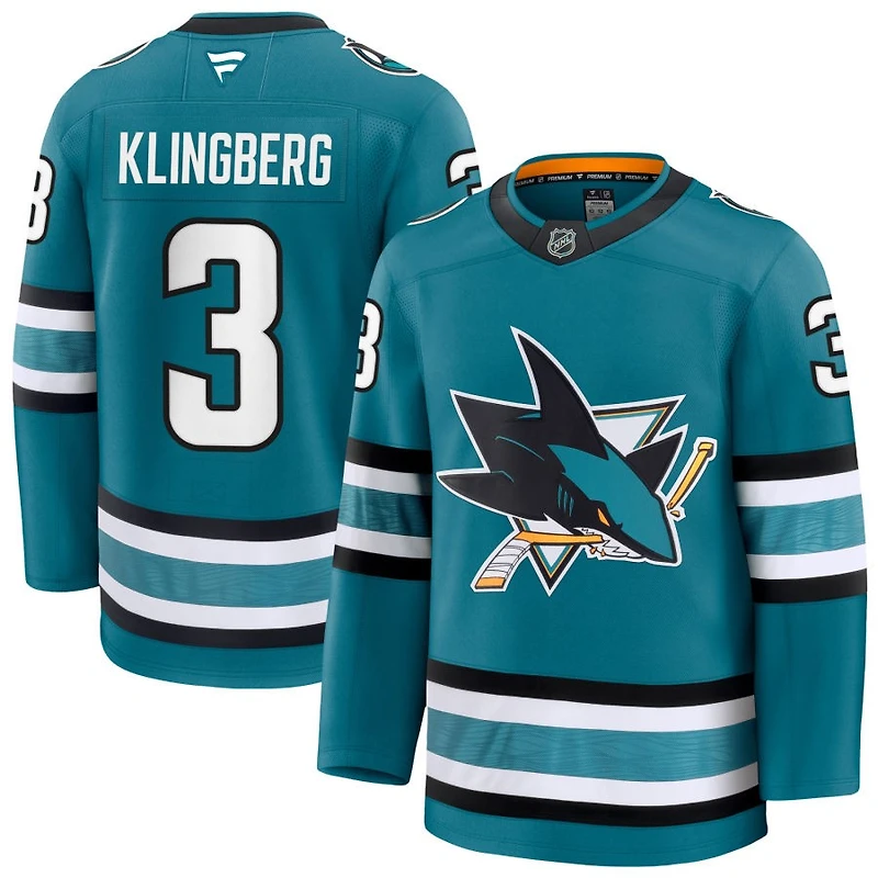 John Klingberg Men's Fanatics Teal San Jose Sharks Home Premium Custom Jersey