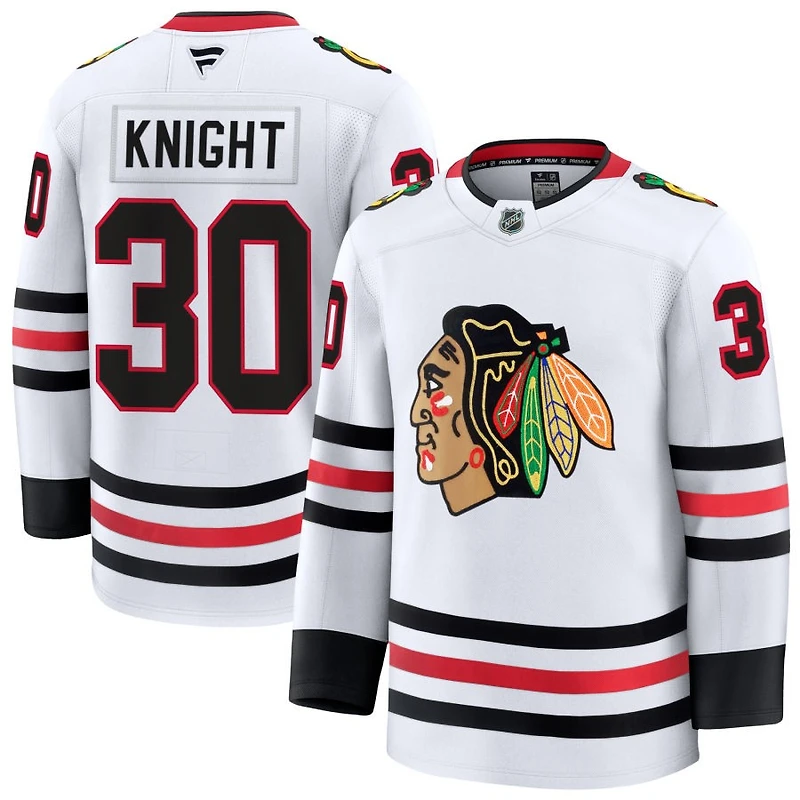 Spencer Knight Men's Fanatics White Chicago Blackhawks Away Premium Custom Jersey