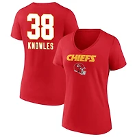 Women's Red Kansas City Chiefs Personalized Name & Number Team Wordmark V-Neck T-Shirt