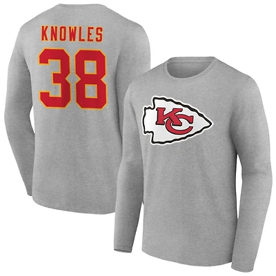 Men's Gray Kansas City Chiefs Team Authentic Personalized Name & Number Long Sleeve T-Shirt