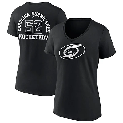 Women's Black Carolina Hurricanes Personalized Name & Number Monochrome V-Neck T-Shirt