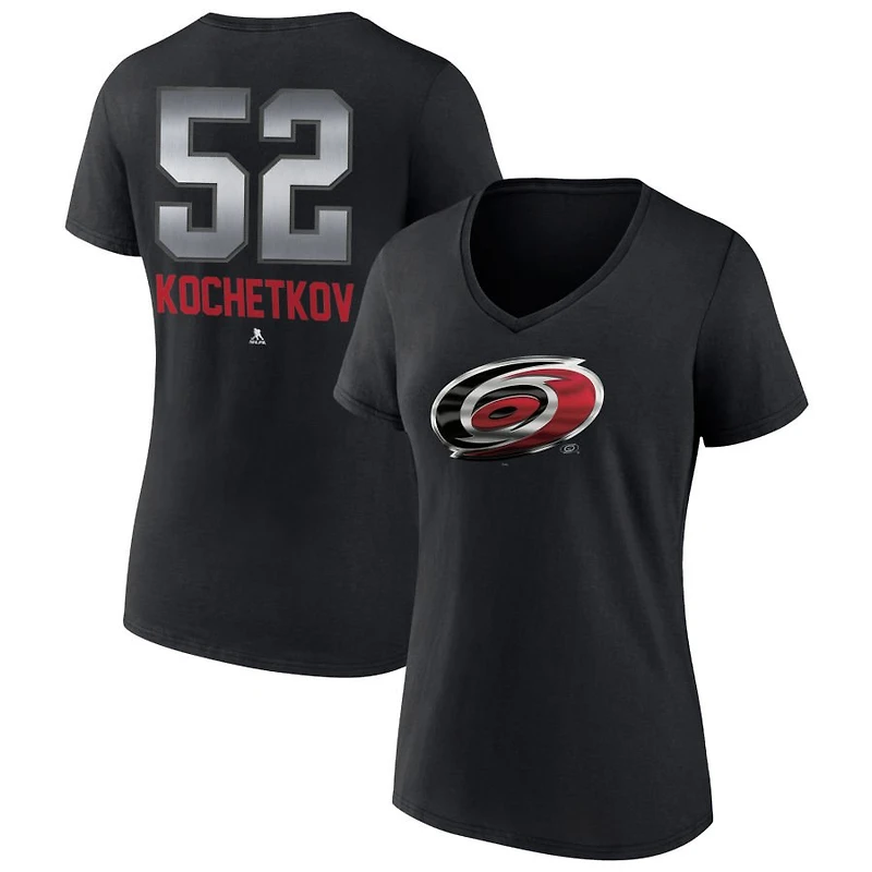 Women's Black Carolina Hurricanes Personalized Midnight Mascot Logo V-Neck T-Shirt