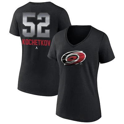 Women's Black Carolina Hurricanes Personalized Midnight Mascot Logo V-Neck T-Shirt