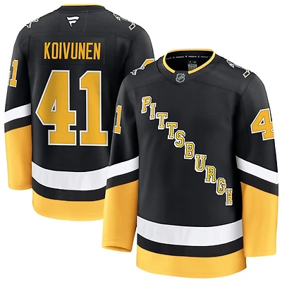 Ville Koivunen Men's Fanatics Black Pittsburgh Penguins Alternate Premium Custom Jersey