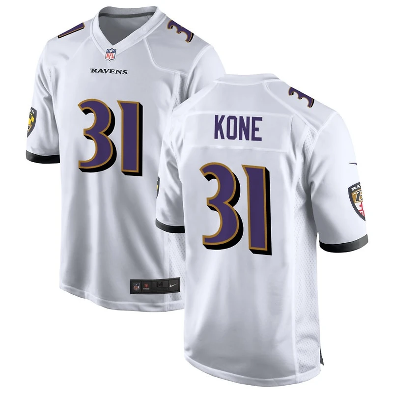 Bilhal Kone Men's Nike White Baltimore Ravens Custom Game Jersey
