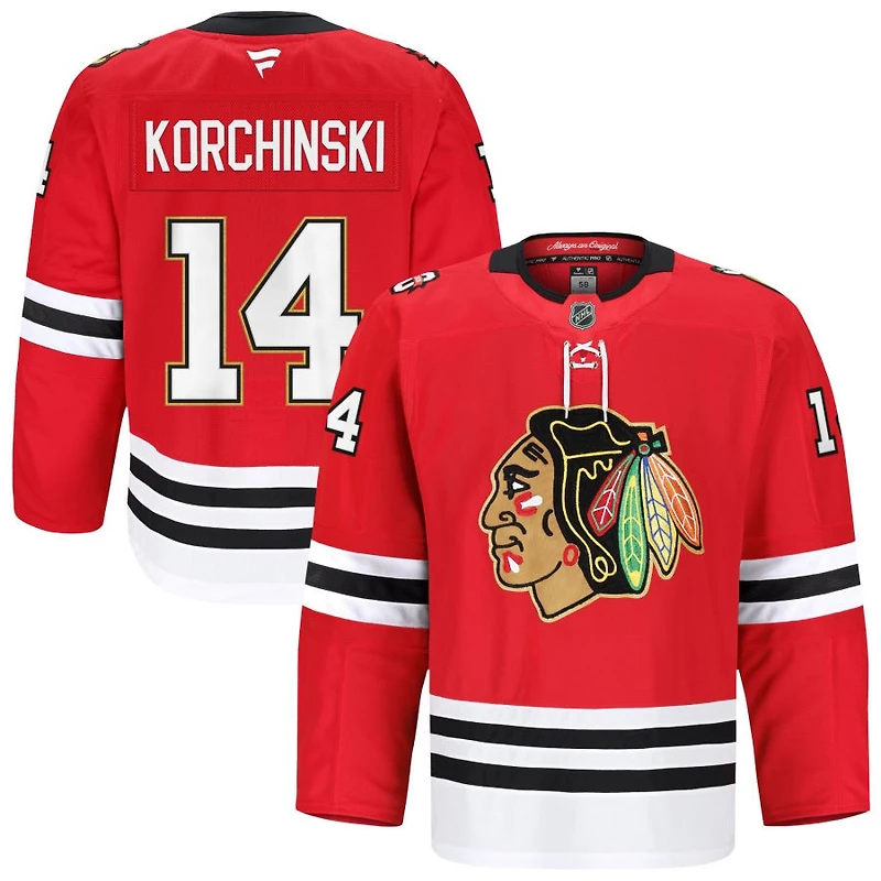 Kevin Korchinski Men's Fanatics Red Chicago Blackhawks Anniversary, Home Authentic Pro Custom Jersey