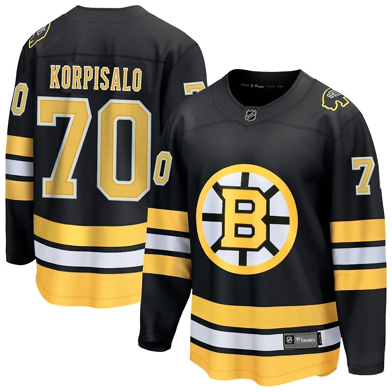 Joonas Korpisalo Men's Fanatics  Black Boston Bruins Home Breakaway Custom Jersey