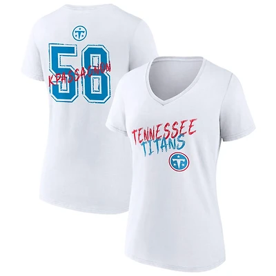 Women's White Tennessee Titans Hustle Personalized Name & Number V-Neck T-Shirt
