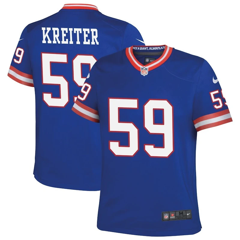 Casey Kreiter Youth Nike Royal New York Giants Classic Custom Game Jersey