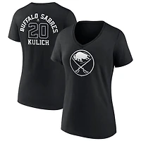 Women's Black Buffalo Sabres Personalized Name & Number Monochrome V-Neck T-Shirt