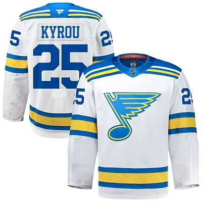 Jordan Kyrou Men's Fanatics White St. Louis Blues Away Authentic Pro Custom Jersey