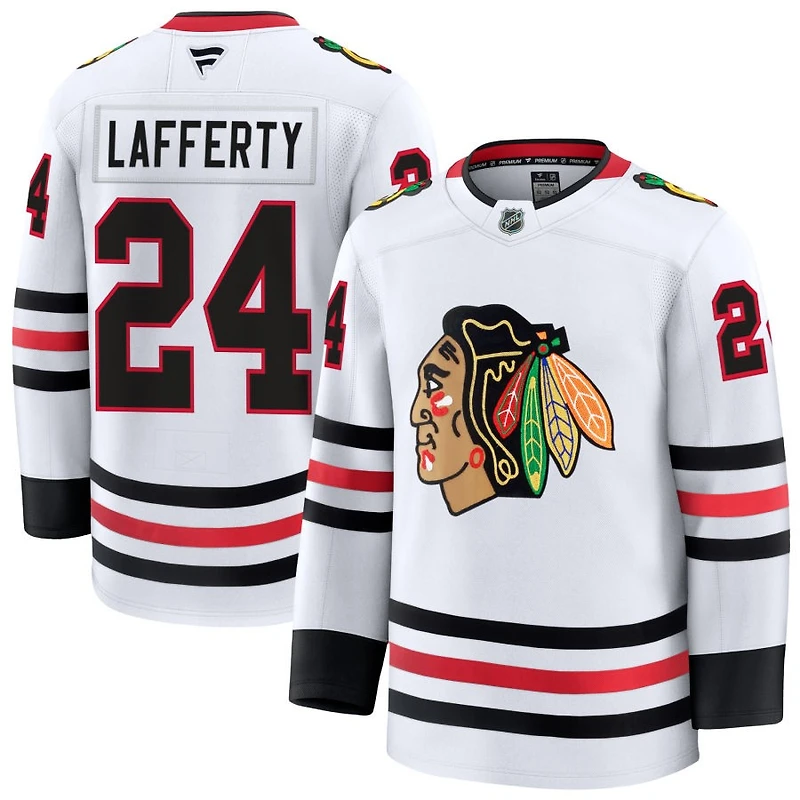 Sam Lafferty Men's Fanatics White Chicago Blackhawks Away Premium Custom Jersey