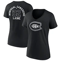 Women's Black Montreal Canadiens Personalized Name & Number Monochrome V-Neck T-Shirt