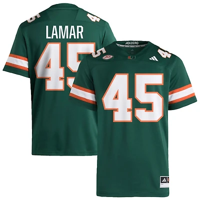 Braylon Lamar Men's adidas Green Miami Hurricanes NIL Pick-A-Player Alternate Premier Football Jersey
