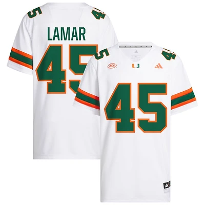 Braylon Lamar Men's adidas White Miami Hurricanes NIL Pick-A-Player White Premier Football Jersey