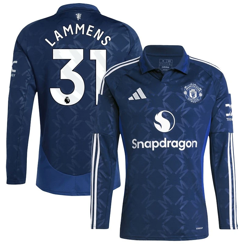 Senne Lammens Men's adidas Navy Manchester United 2024/25 Away Replica Long Sleeve Custom Jersey