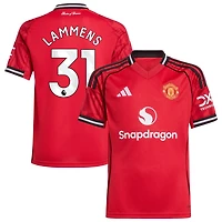 Senne Lammens Youth adidas  Red Manchester United Home 2025/26 Custom Replica Jersey