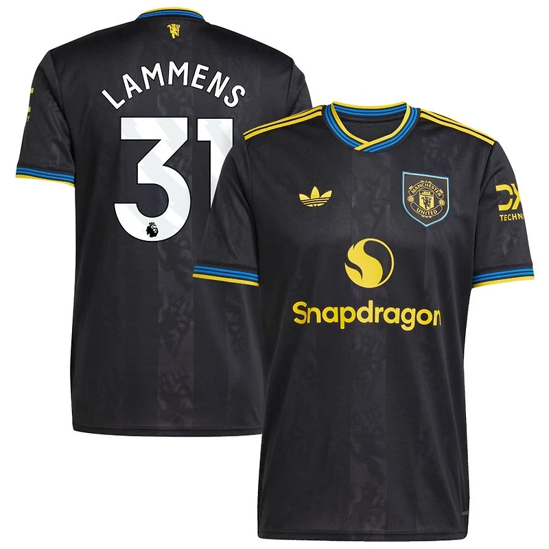 Senne Lammens Men's adidas  Black Manchester United 2025/26 Third Replica Custom Jersey