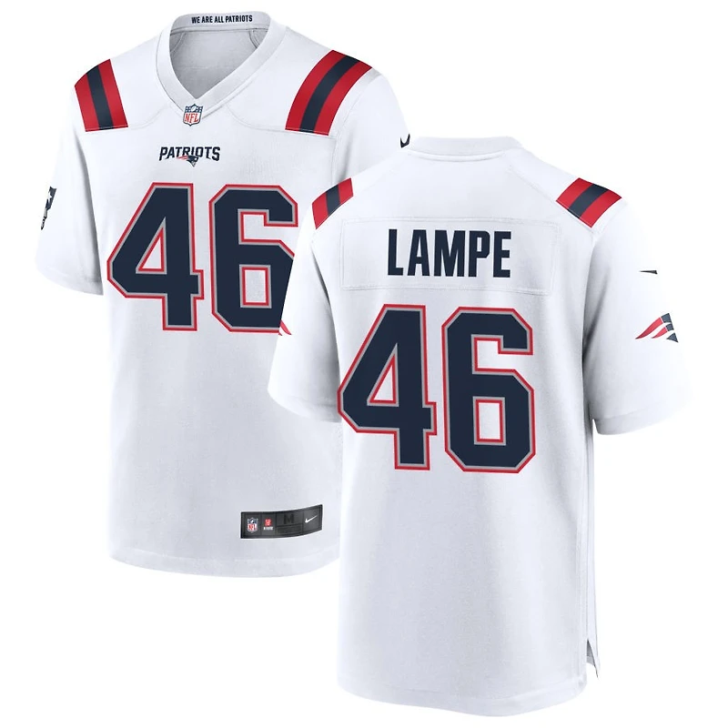 Brock Lampe Men's Nike White New England Patriots Custom Game Jersey